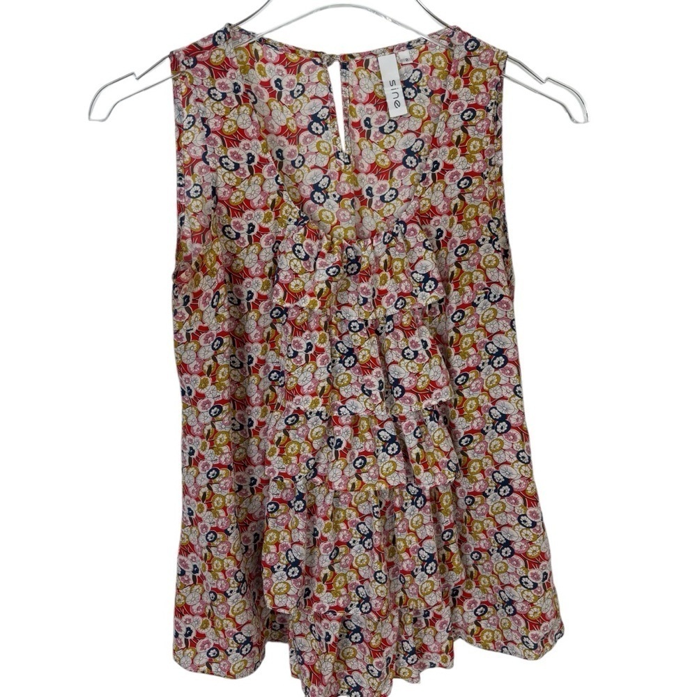 Anthropologie Sine Silk Ruffle Front Sleeveless Blouse Size 2